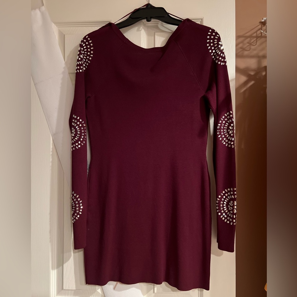 Women long sleeves sweater dress with rhinestones size S